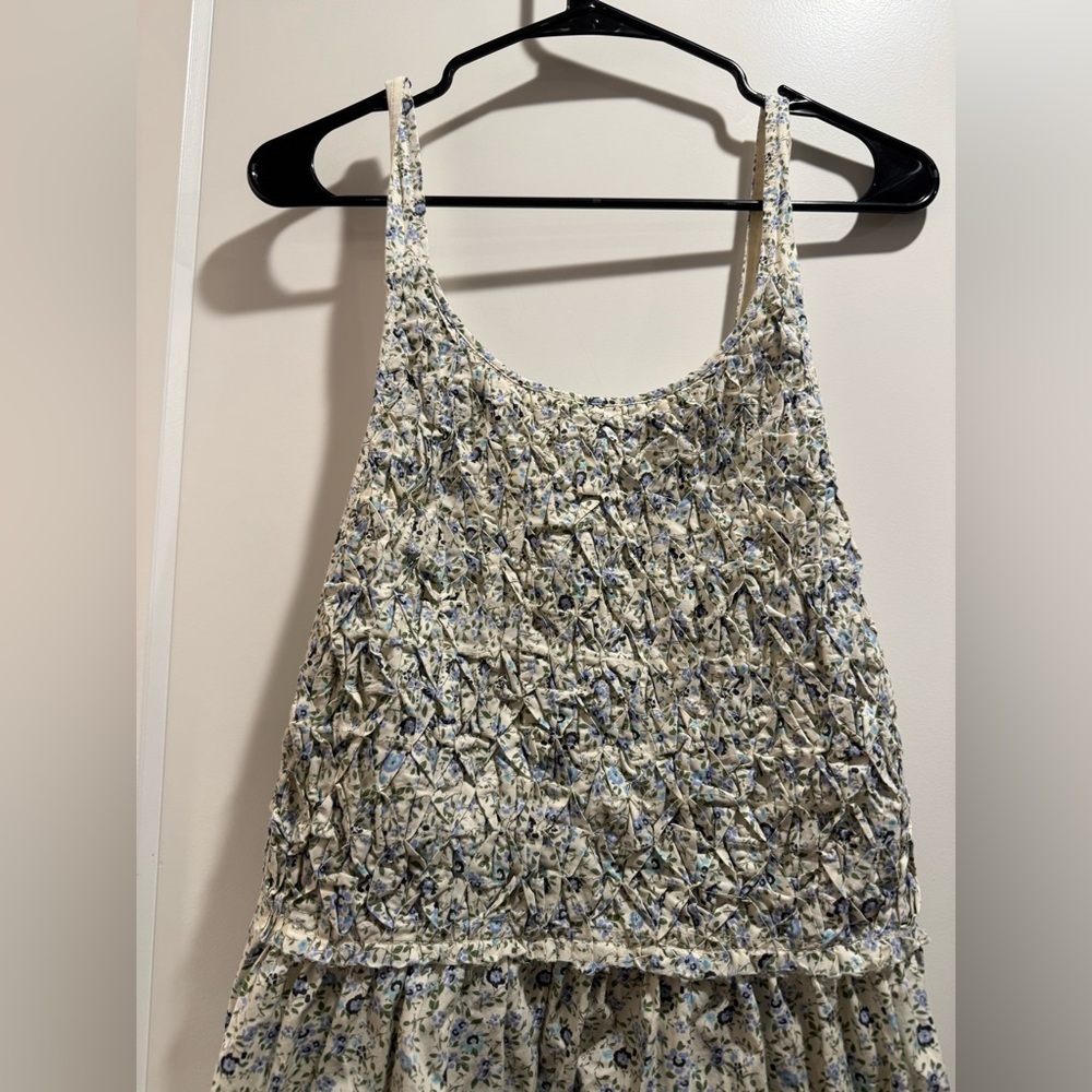 Free People Pinafore Style Dress‎ Floral Shirred Bodice Dress Size M - Picture 4 of 9